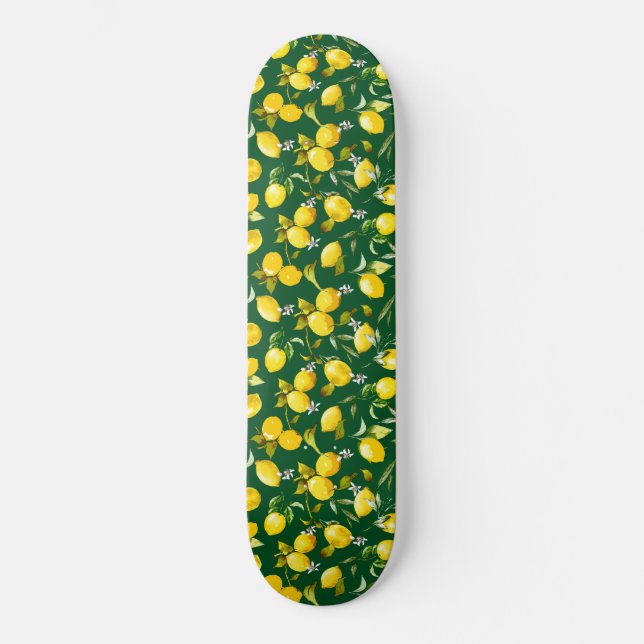 Watercolor lemons 9 skateboard (Front)