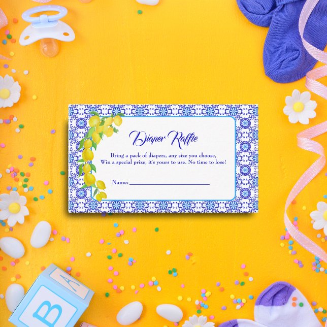 Watercolor Lemons Amalfi Diaper Raffle Enclosure Card (Creator Uploaded)