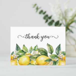 Watercolor Lemons and Blossoms Border Thank You Card
