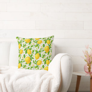 Watercolor Lemons and Blossoms - Fresh Citrus Cushion