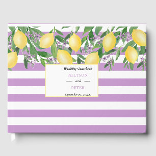 Watercolor Lemons And Lavender Wedding Guest Book