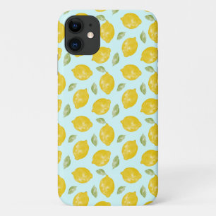 Watercolor Lemons and Leaves Pattern iPhone 11 Case