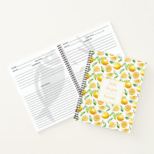 Watercolor Lemons and Leaves Recipe Book #2