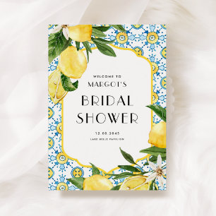 Watercolor Lemons and Moroccan Tile Bridal Shower Poster