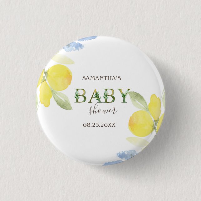 Watercolor Lemons Baby Shower   3 Cm Round Badge (Front)