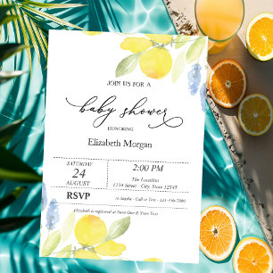 Watercolor Lemons Baby Shower Invitation