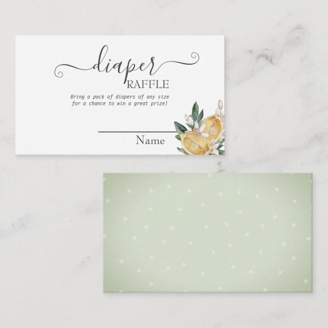 Watercolor Lemons Botanical Baby Shower  Enclosure Card (Front/Back)