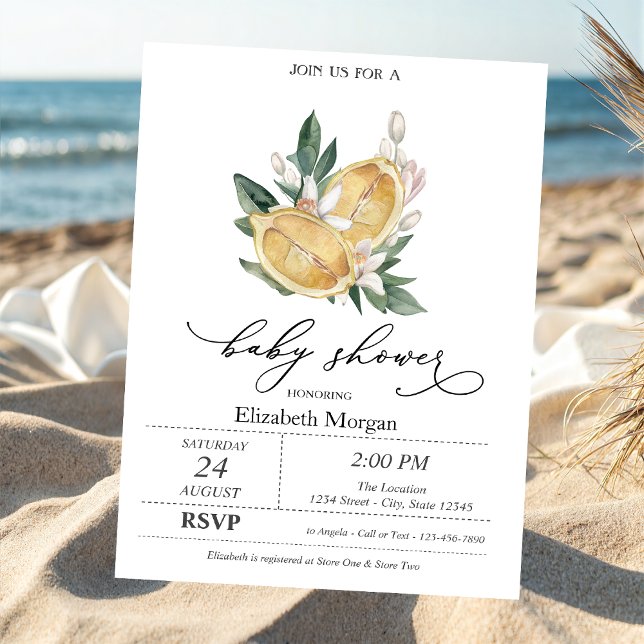 Watercolor Lemons Botanical Baby Shower Invitation (Creator Uploaded)