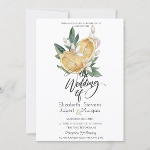 Watercolor Lemons Botanical Wedding Invitation