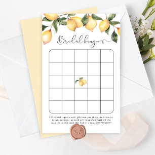 Watercolor lemons bridal shower bingo game