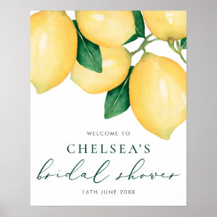 Watercolor Lemons Bridal Shower Welcome Poster
