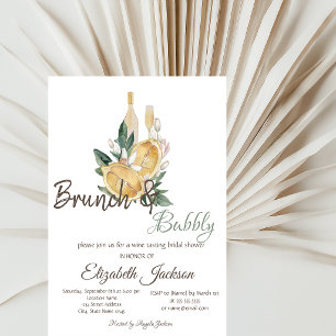 Watercolor Lemons Brunch & Bubbly Bridal Shower  Invitation