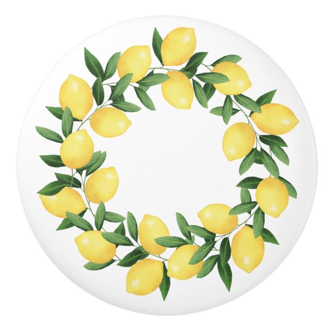 WATERCOLOR LEMONS CERAMIC KNOB (Front)