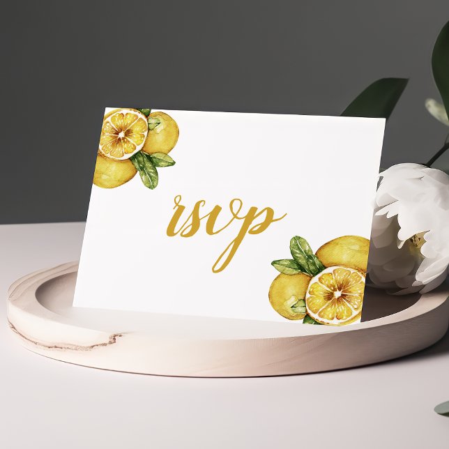 Watercolor Lemons Citrus Modern Wedding RSVP Postcard (Creator Uploaded)