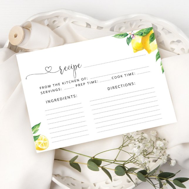 Watercolor lemons citrus recipe card (Creator Uploaded)