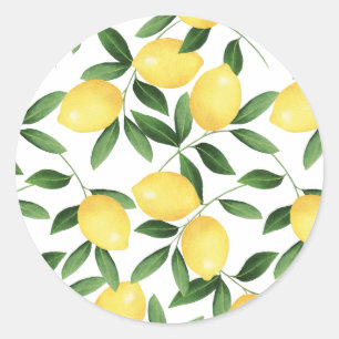 WATERCOLOR LEMONS CLASSIC ROUND STICKER