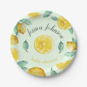 Watercolor lemons customisable paper plate