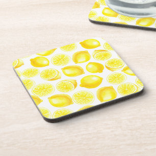 Watercolor lemons design coaster