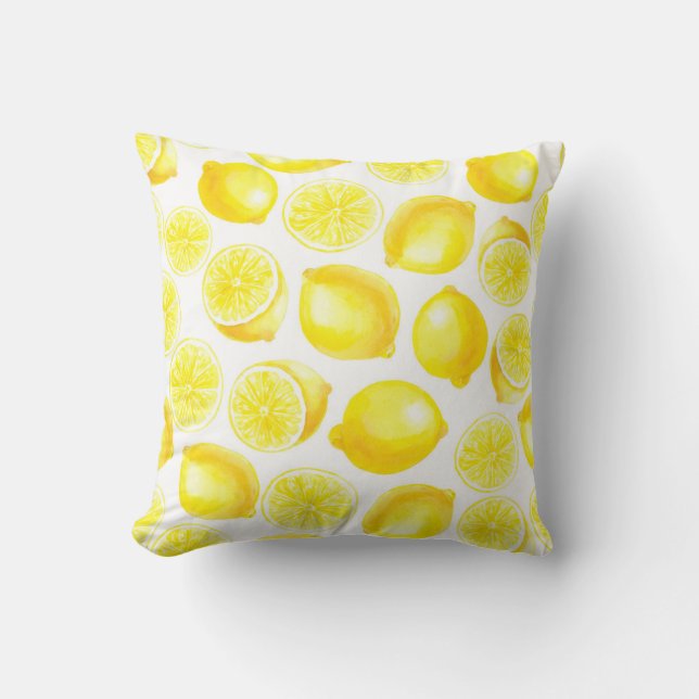 Watercolor lemons design cushion (Front)