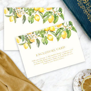 Watercolor Lemons Floral Enclosure Card