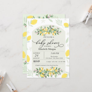 Watercolor Lemons Frame Baby Shower  Invitation