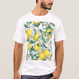 Watercolor lemons, fresh citrus branch. T-Shirt