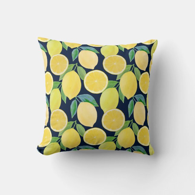 Watercolor Lemons: Fresh Pattern Illustration Cushion (Front)