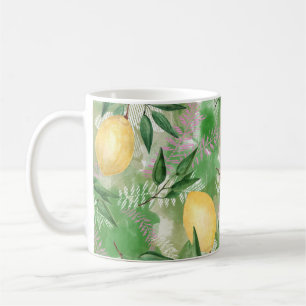 Watercolor lemons fruit citrus nature fresh yellow coffee mug