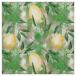 Watercolor lemons fruit citrus nature fresh yellow fabric