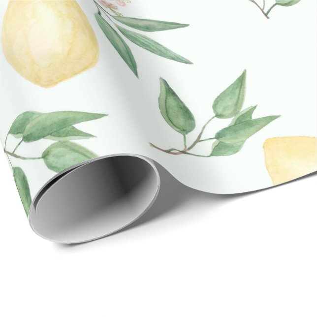 Watercolor lemons fruit citrus nature fresh yellow wrapping paper (Roll Corner)