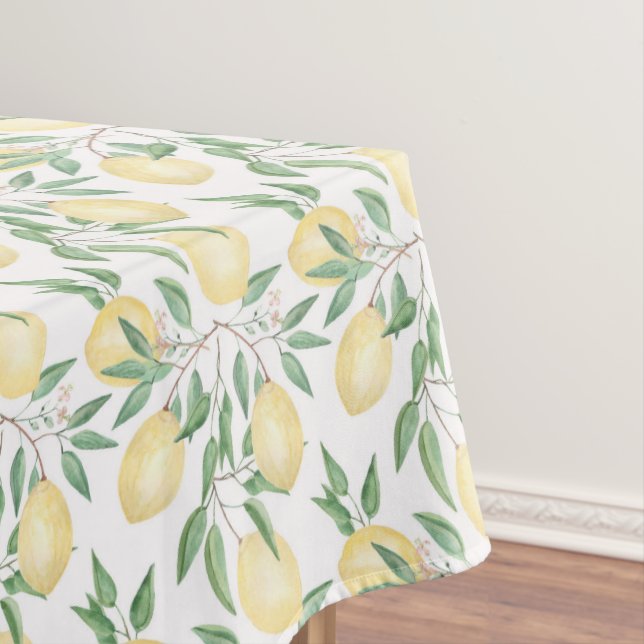 Watercolor lemons fruit citrus tablecloth (In Situ)