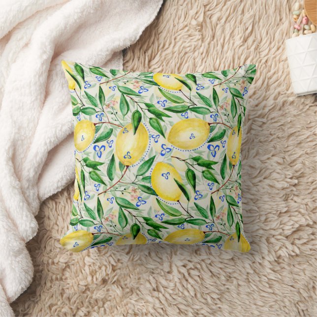 Watercolor lemons fruit cushion (Blanket)