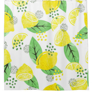Watercolor Lemons: Fruitful Seamless Design Shower Curtain