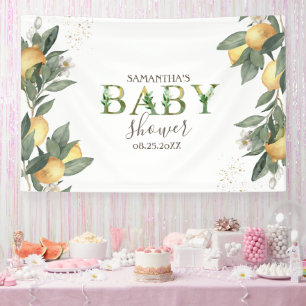Watercolor Lemons Green Baby Shower  Banner