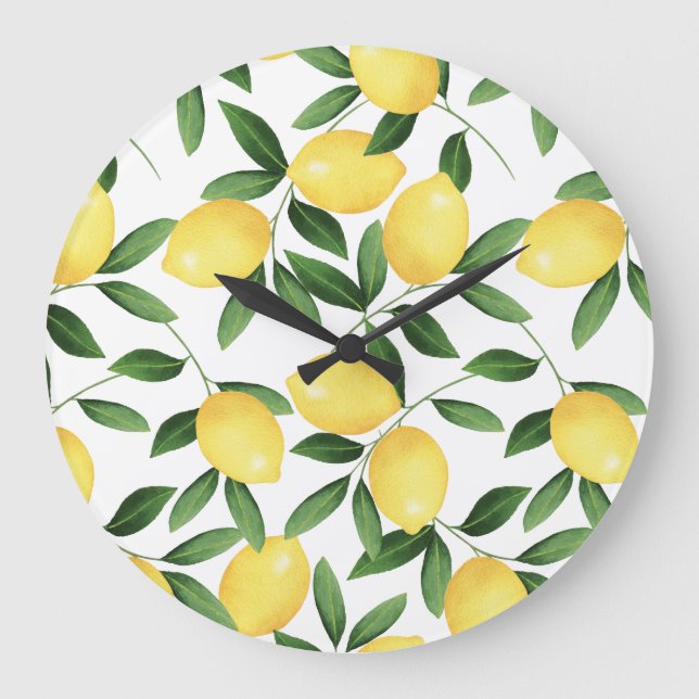 WATERCOLOR LEMONS LARGE CLOCK (Front)