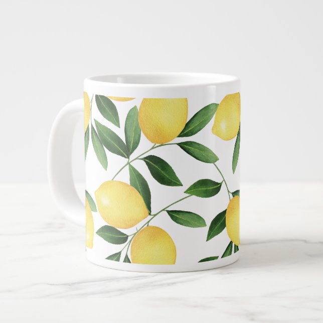 WATERCOLOR LEMONS LARGE COFFEE MUG (Front Left)
