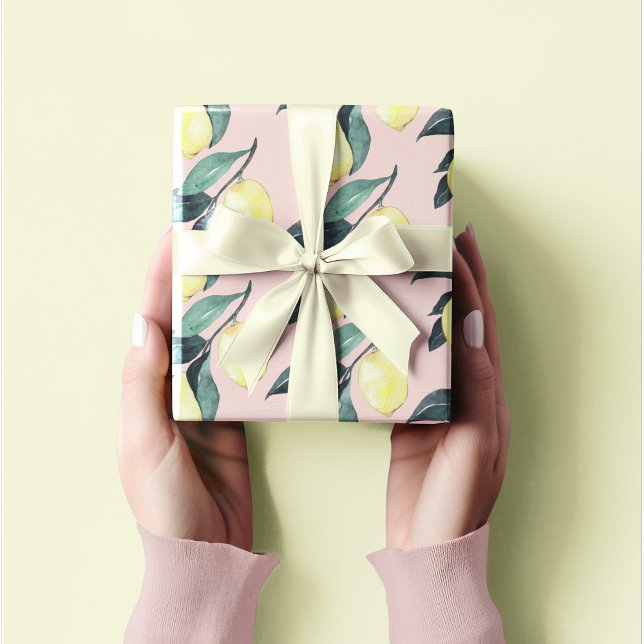 Watercolor Lemons & Leaves Yellow Seamless Pattern Wrapping Paper (Creator Uploaded)