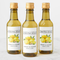 Watercolor Lemons Limoncello Mini Bottle Labels