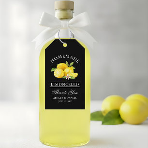 Watercolor Lemons Limoncello Thank You Black Gift Tags