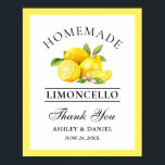 Watercolor Lemons Limoncello Wedding Poster<br><div class="desc">Elegant Watercolor Lemons Greenery Homemade Limoncello Wedding Thank You Bar Poster</div>