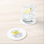 Watercolor Lemons Limoncello Wedding Round Paper Coaster<br><div class="desc">Elegant Watercolor Lemons Greenery Homemade Limoncello Wedding Thank You Coasters</div>