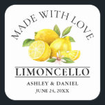 Watercolor Lemons Love Wedding Limoncello Square Sticker<br><div class="desc">Elegant Watercolor Lemons Homemade Limoncello Wedding Stickers - Made With Love</div>