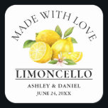 Watercolor Lemons Love Wedding Limoncello Square Sticker<br><div class="desc">Elegant Watercolor Lemons Homemade Limoncello Wedding Stickers - Made With Love</div>