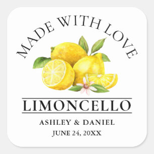 Watercolor Lemons Love Wedding Limoncello Square Sticker