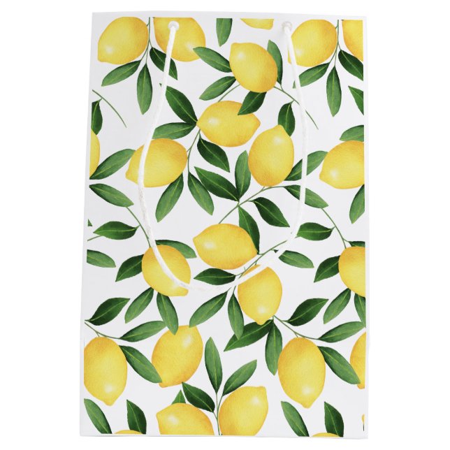 WATERCOLOR LEMONS MEDIUM GIFT BAG (Back)