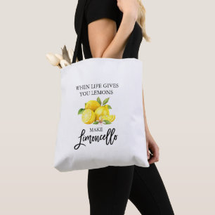 Watercolor Lemons Modern Brush Script Limoncello Tote Bag