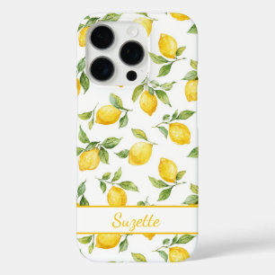 Watercolor Lemons Monogrammed iPhone 16 Pro Case