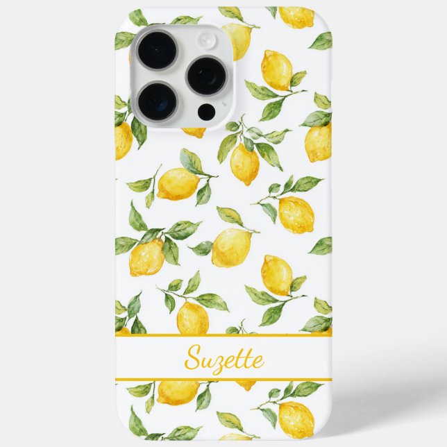 Watercolor Lemons Monogrammed Case-Mate iPhone Case (Back)