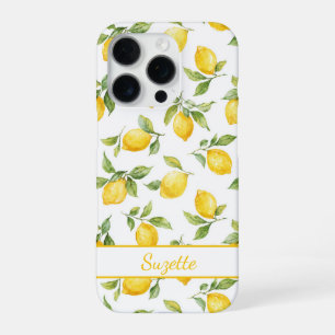 Watercolor Lemons Monogrammed iPhone 16 Pro Case