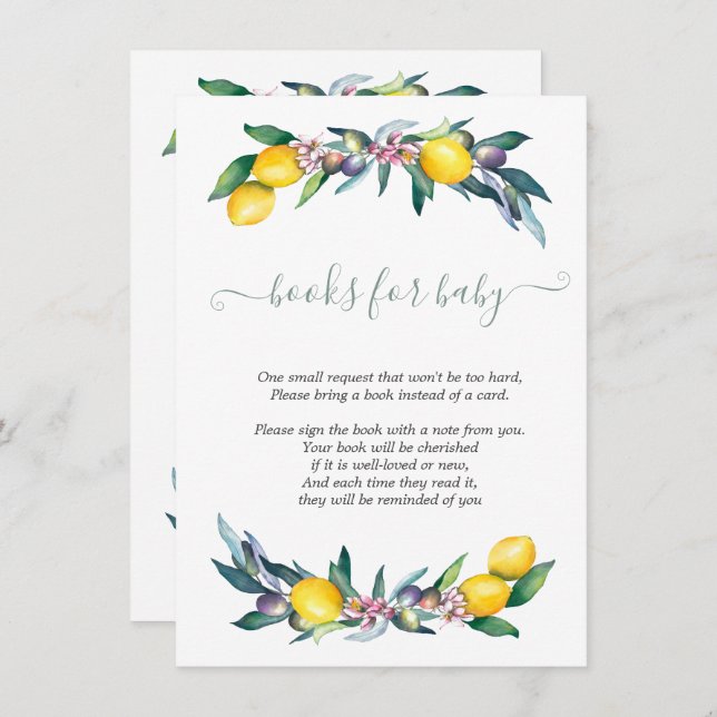 Watercolor Lemons Olives Enclosure Card (Front/Back)